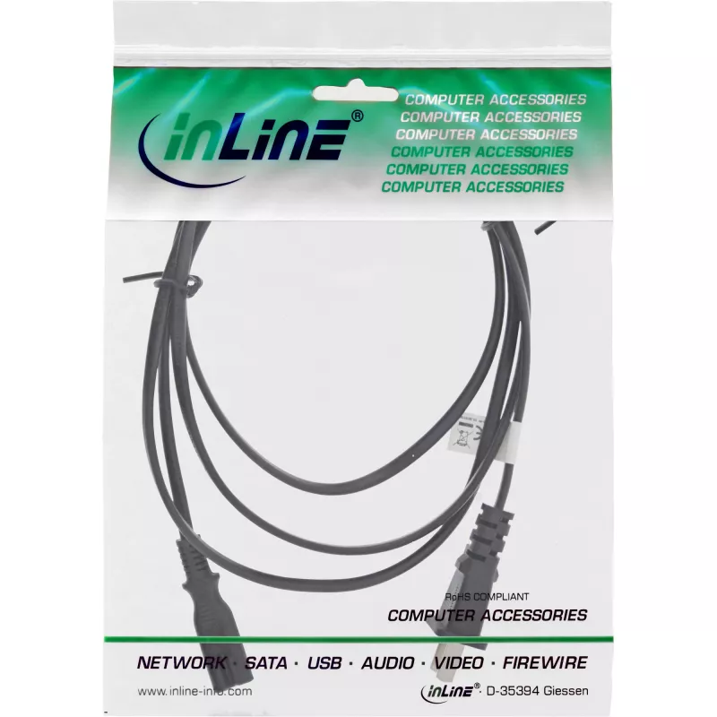 InLine maitinimo laidas Kinijos kištukas į Euro8 IEC-C7, juodas, 1,8 m