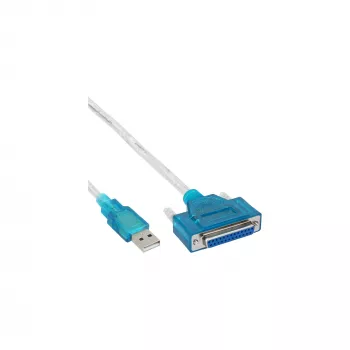 USB spausdintuvo laidas InLine 33397I 1,8 m, USB A (vyriškas) – DB25 (moteriškas)