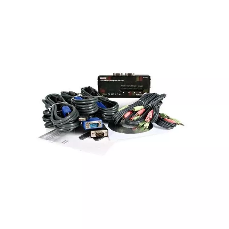 StarTech.com 4 prievadų USB KVM jungiklio rinkinys su kabeliais ir garsu