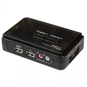 StarTech.com 2 prievadų juodas USB KVM jungiklio rinkinys su garsu ir kabeliais