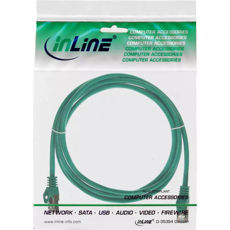InLine Patch Laidas SF/UTP Cat.5e žalias 1m
