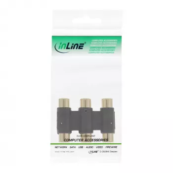 InLine Garso Adapteris 3x RCA (motina/motina) su auksuotais kontaktais 99319