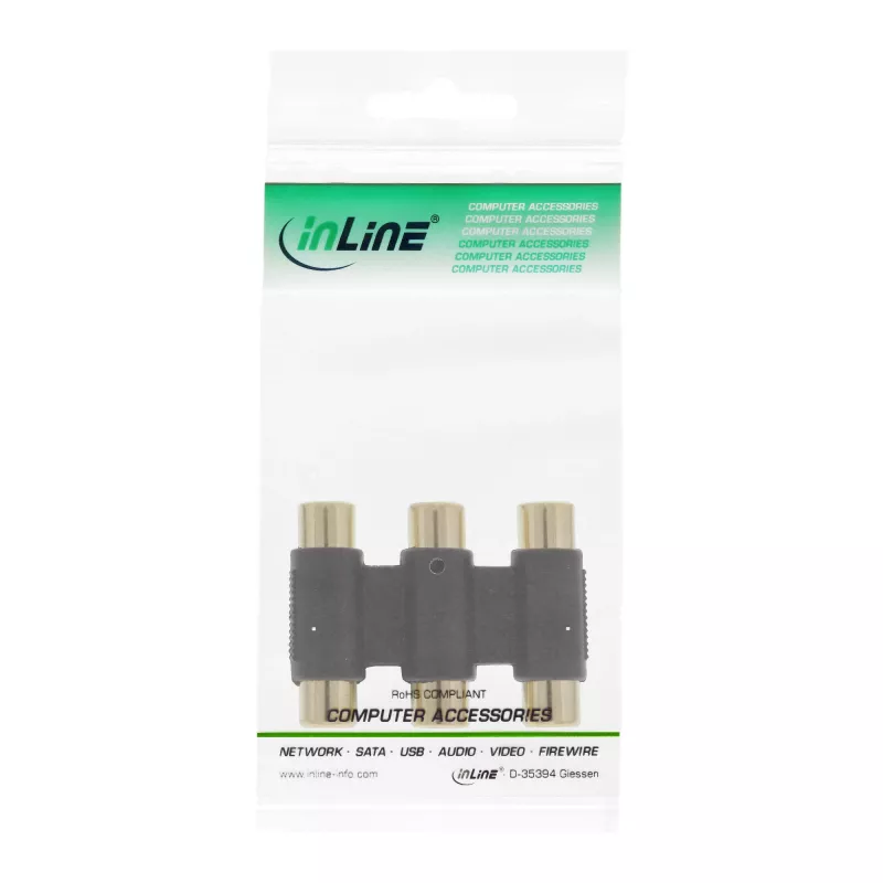 InLine Garso Adapteris 3x RCA (motina/motina) su auksuotais kontaktais 99319