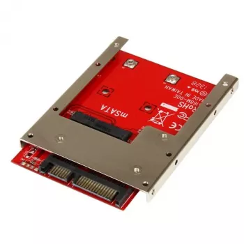 StarTech.com mSATA SSD į 2,5 colio SATA adapteris, SATA, mSATA, juoda, raudona, sidabrinė, CE, FCC, 6 Gbit/s, -40 - 85 °C