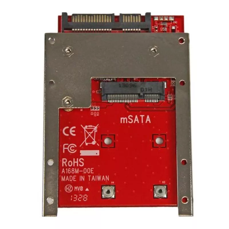 StarTech.com mSATA SSD į 2,5 colio SATA adapteris, SATA, mSATA, juoda, raudona, sidabrinė, CE, FCC, 6 Gbit/s, -40 - 85 °C