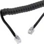 Spiralinis laidas telefono ragelio jungimui, RJ10 4P4C M/M, juodas, 4 m