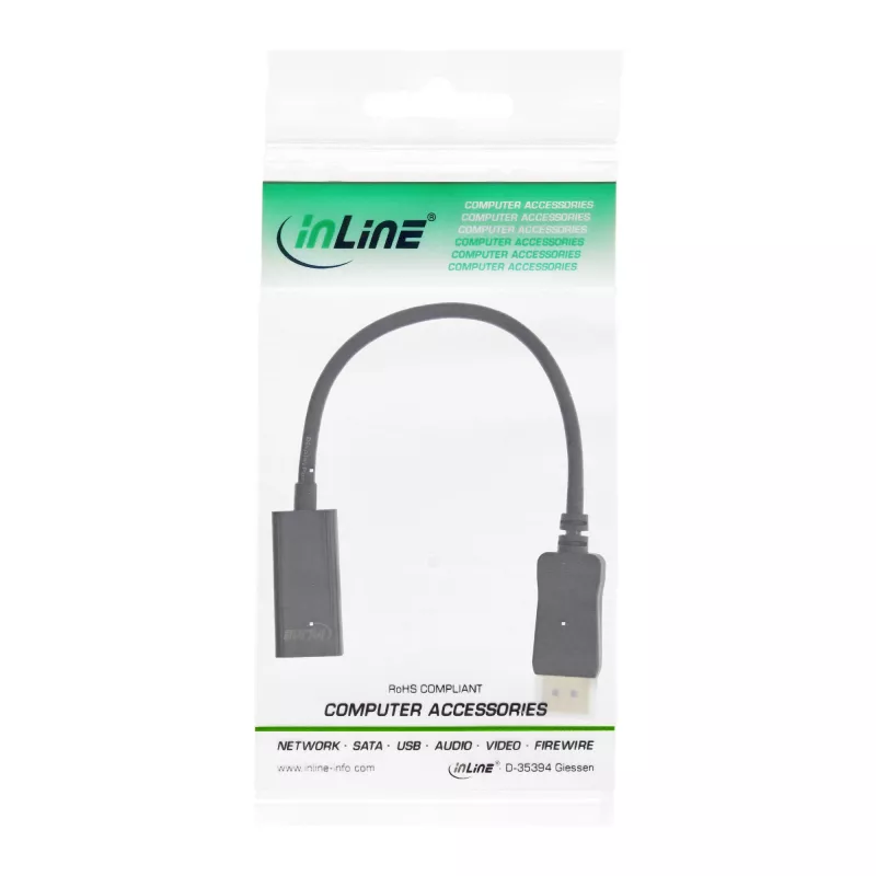 InLine DisplayPort į HDMI adapteris su garsu, DisplayPort M / HDMI F, 4K/60Hz