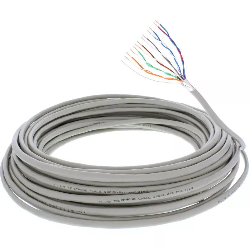 InLine telefono kabelis 12 laidų kietas montavimui 6x2x0,6 mm ekranuotas 25 m