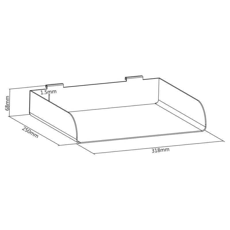 InLine Slatwall Shelf didelė lentyna balta Plienas 318mm 250mm 68mm