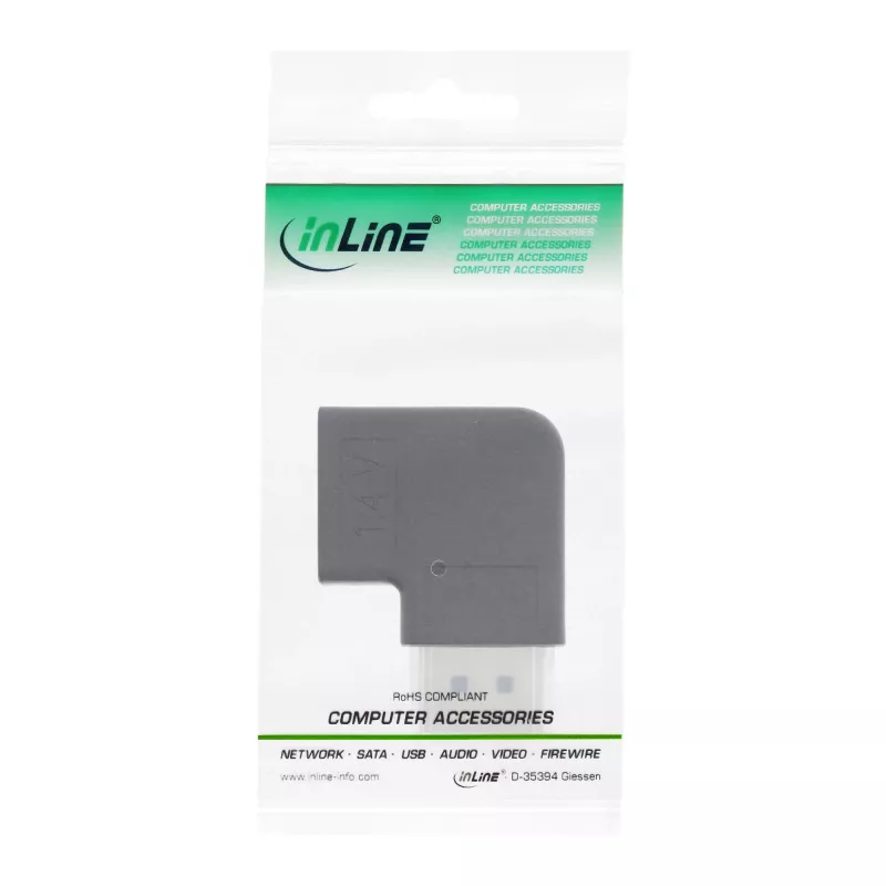 InLine DisplayPort adapteris, DisplayPort vyriškas / moteriškas stačiu kampu
