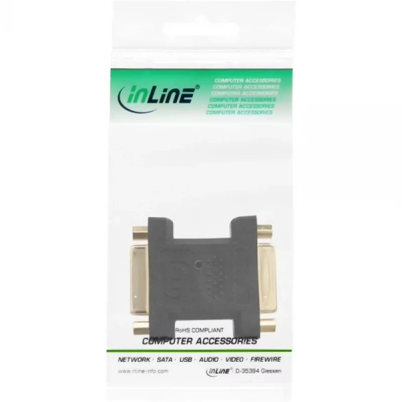 InLine DVI-I adapteris 24+5 moteriškas / moteriškas juodas auksuotas