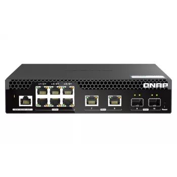 QNAP QSW-M2106R-2S2T tinklo jungiklis valdomas L2 10G Ethernet (100/1000/10000) 1U juodas