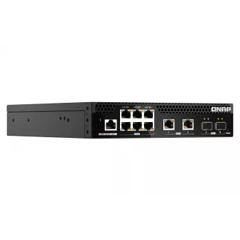 QNAP QSW-M2106R-2S2T tinklo jungiklis valdomas L2 10G Ethernet (100/1000/10000) 1U juodas