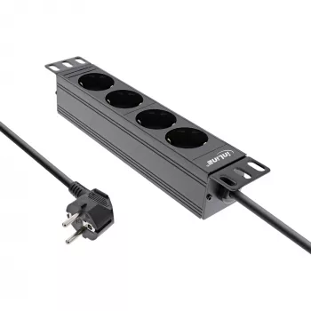 InLine 10 colių PDU, 4 lizdai su įžeminimu, be jungiklio, 2 m, juodas