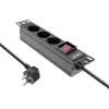 InLine 10 colių PDU, 3 įžeminti lizdai su jungikliu, 2 m, juoda