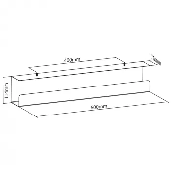 InLine po stalu kabelių tvarkymo sistema 23190W — plieninė, balta, 114×600×76 mm