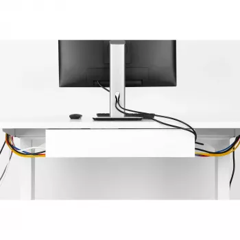 InLine po stalu kabelių tvarkymo sistema 23190W — plieninė, balta, 114×600×76 mm
