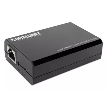 Intellinet PoE skirstytuvas su USB-C išvestimi, PoE++ / 4PPoE, Gigabit Ultra, IEEE 802.3bt, RJ45 įėjimo ir išėjimo prievadai, iki 45 W USB-C išvesties prievadas