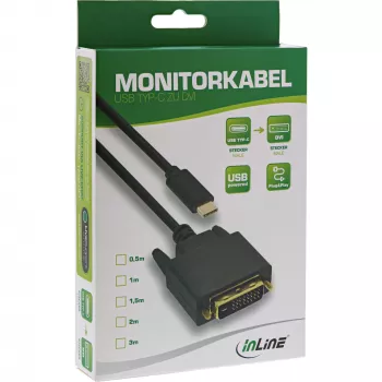 InLine USB vaizdo laidas, USB-C (vyriškas) / DVI (vyriškas) (DP Alt režimas), juodas, 1 m