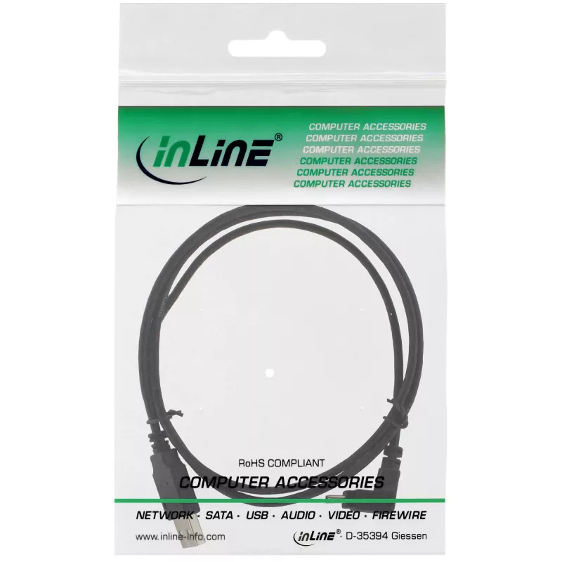 InLine USB A (vyr.) / Mini-USB B 5 kontaktų (vyr.) žemyn kampu 90° juoda 1 m