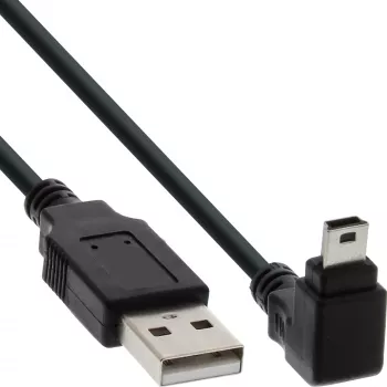InLine USB A (vyriškas) / Mini-USB vyriškas 5 kontaktų žemyn lenktas 90° juodas 2 m