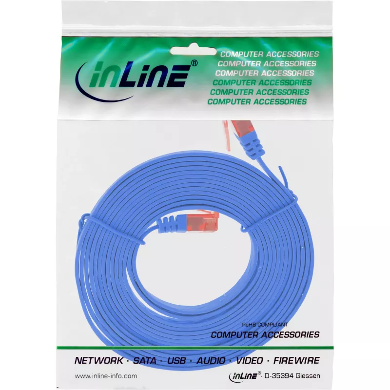 InLine Flat Ultraslim Patch Cable Cat.6 U/UTP Gigabit paruoštas mėlynas 1,5 m