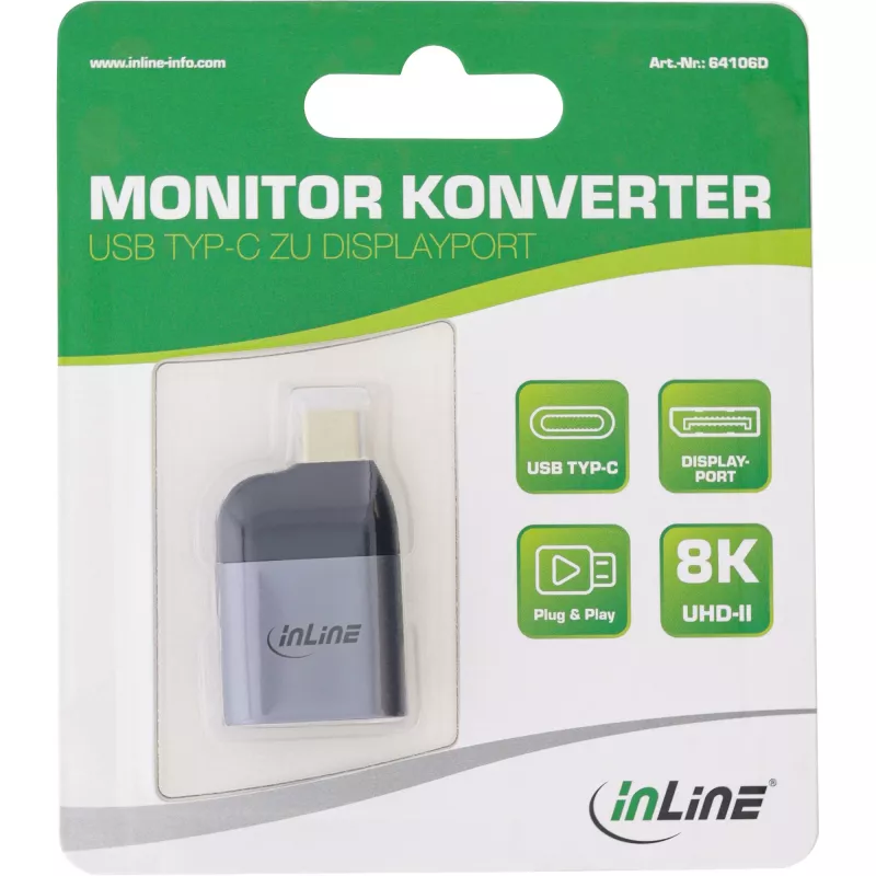 USB-C į DisplayPort adapteris InLine 64106D 8K60Hz