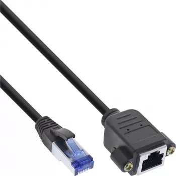 InLine Patch laidas su įmontuotu lizdu, S/FTP (PiMf), Cat.6A, LSZH, varis, 0,5 m