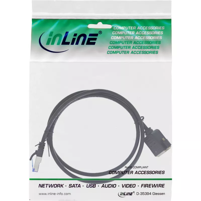 InLine Patch kabelis su įmontuotu lizdu, S/FTP (PiMf), Cat.6A, LSZH, variniai laidai, 2 m