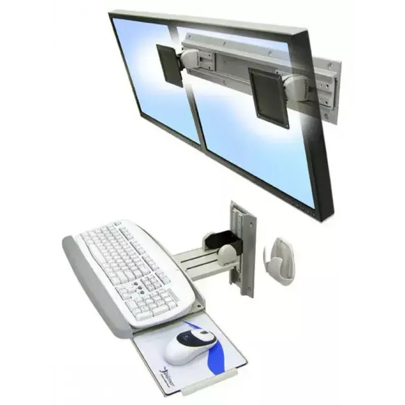 Sieninis laikiklis Ergotron Neo-Flex dviem monitoriams 61 cm (24 col.) sidabrinis