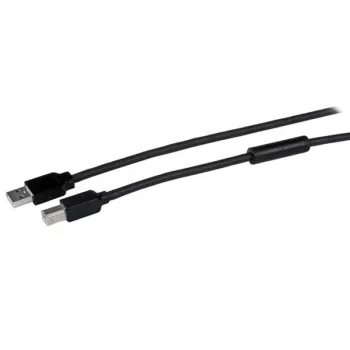StarTech.com 50ft (15m) aktyvus USB 2.0 A į B laidas, ilgas USB spausdintuvo laidas, 1x USB-A (M), 1x USB-B (M) - juodas