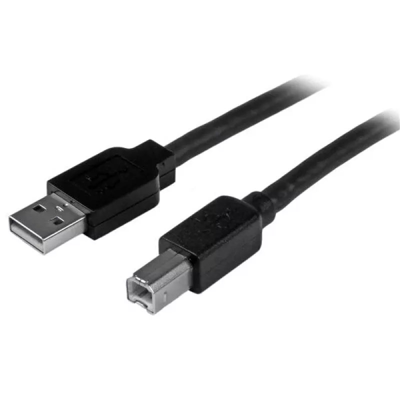 StarTech.com 50ft (15m) aktyvus USB 2.0 A į B laidas, ilgas USB spausdintuvo laidas, 1x USB-A (M), 1x USB-B (M) - juodas