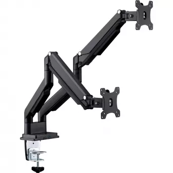 InLine stalinis laikiklis su kėlimo mechanizmu ir USB/Audio, 2 monitoriams iki 81 cm (32 colių), juodas