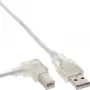 InLine USB 2.0 kabelis kairėn lenktas A tipo kištukas / B tipo kištukas permatomas 3 m