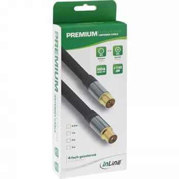 Anteninis kabelis InLine Premium 69203P 4x ekranuotas >110 dB juodas 3 m