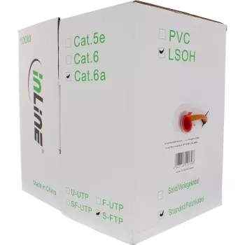 InLine Patch Laidas S/FTP PiMF Cat.6A halogen-free 500MHz oranžinis 100m