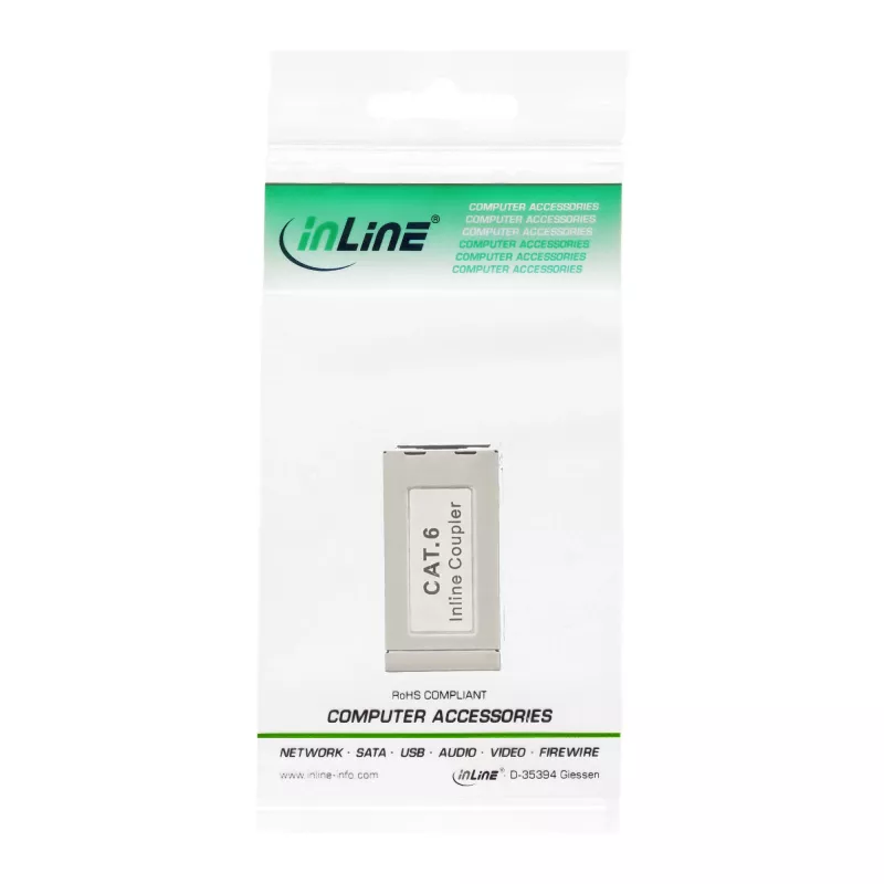 InLine Cat.6 adapteris, visiškai ekranuotas, metalinis, 2x RJ45 F/F, 1:1