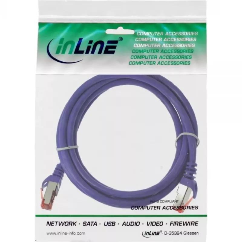 InLine Patch Laidas S/FTP PiMF Cat.6 250MHz PVC varis violetinis 0,25 m
