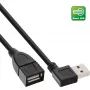 InLine USB 2.0 Smart Cable kampinis + reversinis Type A kištukas / lizdas juodas 1m