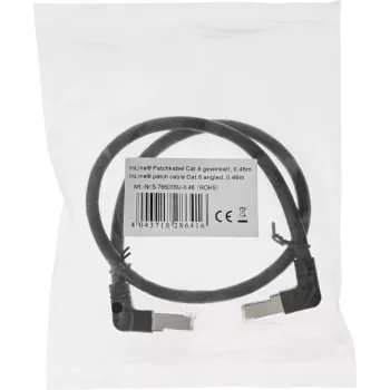 InLine Patch kabelis su kampuotais RJ45 jungtukais, S/FTP (PiMf), Cat.6, juodas, 2,36 m