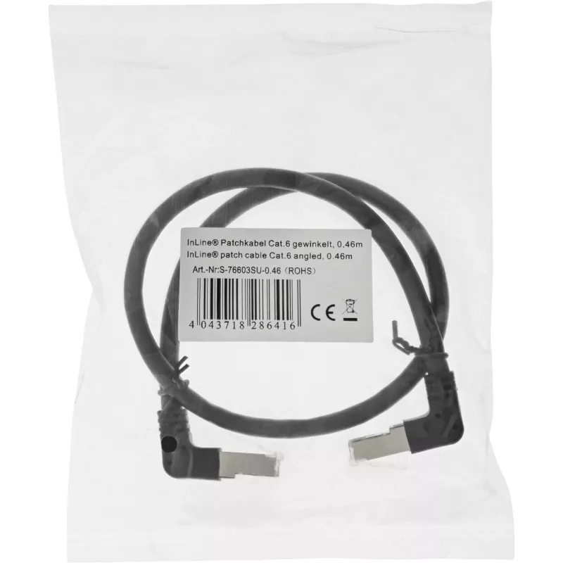 InLine Patch kabelis su kampuotais RJ45 jungtukais, S/FTP (PiMf), Cat.6, juodas, 2,36 m