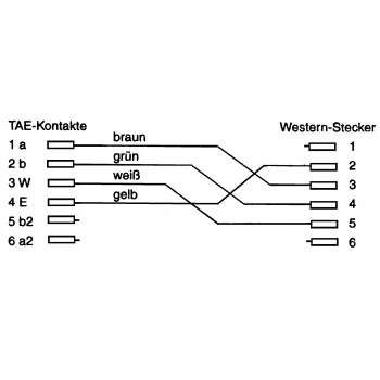 InLine TAE-F laidas, importinis, TAE-F į 6P4C, 20 m