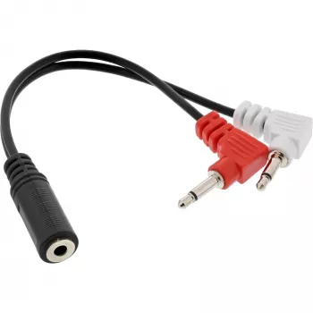 InLine garso adapterio laidas lėktuvui, 2x 3.5 mm M į 3.5 mm F 3 kontaktų, 0,15 m