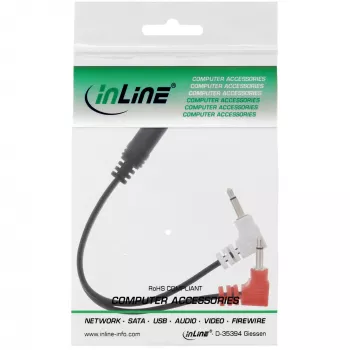 InLine garso adapterio laidas lėktuvui, 2x 3.5 mm M į 3.5 mm F 3 kontaktų, 0,15 m