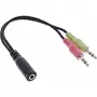 InLine garso adapterio laidas ausinėms, 2x 3,5 mm M į 3,5 mm F 4 kontaktų, OMTP, 0,15 m
