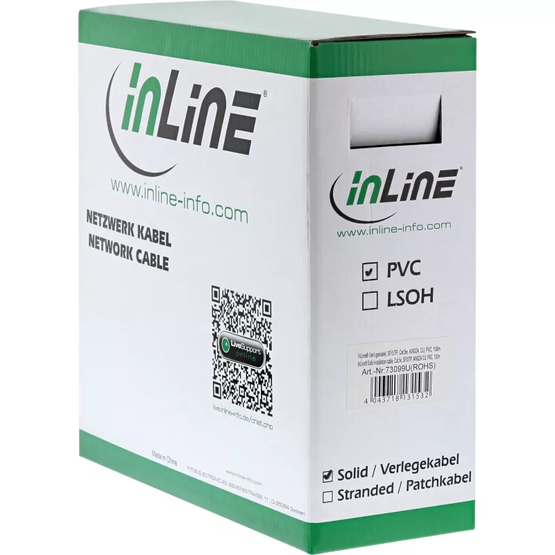 InLine kietosios gyslos montavimo kabelis SF/UTP Cat.5e AWG24 CU be halogenų 50 m