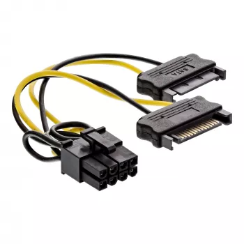InLine maitinimo adapterio laidas, 2x SATA (vyras) / 8 kontaktų PCI-Express (vyras), 0,15 m