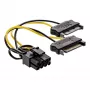 InLine maitinimo adapterio laidas, 2x SATA (vyras) / 8 kontaktų PCI-Express (vyras), 0,15 m