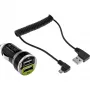 InLine USB DUAL+ KFZ automobilinis įkroviklis su 1 m spiraliniu kabeliu