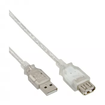 InLine 34650 USB 2.0 ilginimo laidas A tipo kištukas / lizdas 0,5 m permatomas